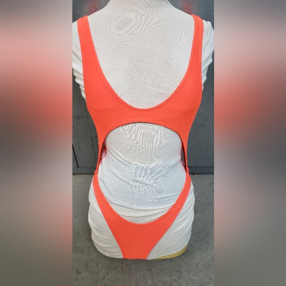 Beach Club Orange cut out one piece bathing suit